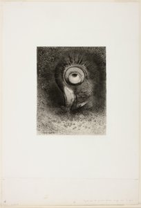 Quizás hubo una primera visión intentada en la flor, placa 2 de 8 de "Les Origines" de Odilon Redon