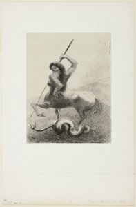 Hubo luchas y victorias vanas, lámina 6 de 8 de "Les Origines" de Odilon Redon