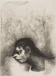 A través de la grieta de la pared se proyectó la cabeza de un muerto, de El jurado de Odilon Redon
