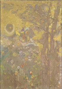 Árboles sobre un fondo amarillo, 1901 de Odilon Redon