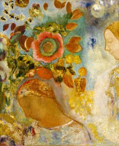 Dos niñas entre flores de Odilon Redon