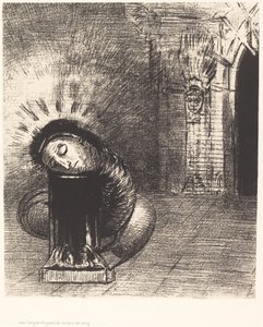 Una larga crisálida del color de la sangre de Odilon Redon