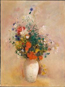 Jarrón de flores (fondo rosa)