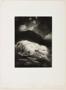 Cuando la vida despertaba en las profundidades de la materia oscura, lámina 1 de 8 de "Les Origines" de Odilon Redon