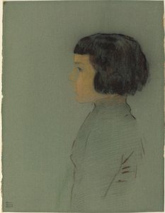 Joven mujer de perfil de Odilon Redon