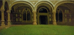 Antiguo claustro florentino, c.1864-65 (óleo sobre lienzo) de Odoardo Borrani