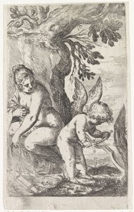 Venus mira a Amor haciendo una reverencia Escenas con Venus y Amor (título de serie) Scherzi d