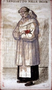 Orden religiosa: un monje benedictino. Grabado en O. Fialetti. Siglo XVI. de Odoardo Fialetti
