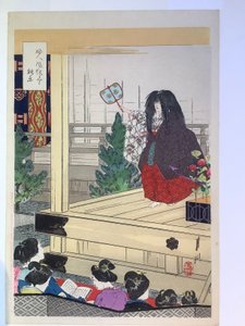 Mujeres en una obra de Noh, de la serie «Costumbres de las mujeres» de Ogata Gekko