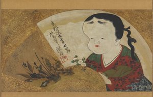 Uzume Okame y flores, siglo XVIII-XIX