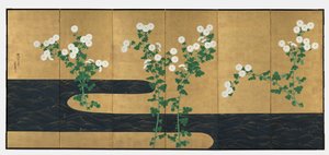 Crisantemos junto a un Arroyo de Ogata Korin