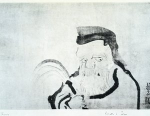 Retrato de anciano, dibujo de Ogata Korin, tinta sobre seda, civilización japonesa, período Edo de Ogata Korin