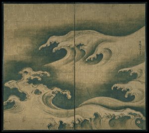 Olas Bravas, biombo de dos paneles, c.1704-9