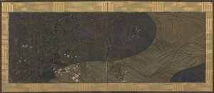 Agua corriente, hierbas y flores de otoño, período Edo, finales del siglo XVII-principios del siglo XVIII