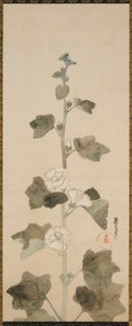 Malvarrosas blancas, período Edo, finales del siglo XVII-principios del siglo XVIII de Ogata Korin