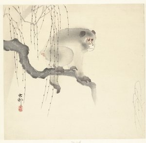 Mono en la rama de un árbol de Ohara Koson