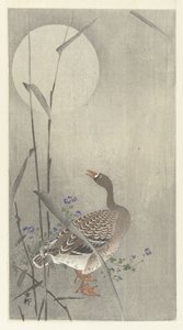 Ganso en luna llena de Ohara Koson