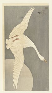 Ganso en luna llena de Ohara Koson