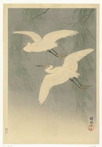 Garcetas en vuelo de Ohara Koson
