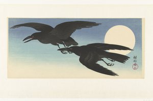 cantando en luna llena de Ohara Koson