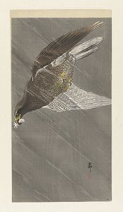 Águila voladora hacia abajo de Ohara Koson