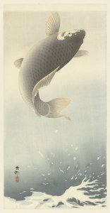 carpa saltando de Ohara Koson