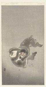 Dos monos jugando de Ohara Koson