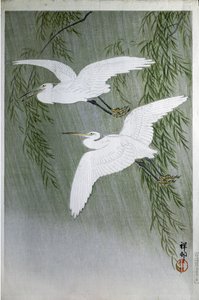 Dos garzas volando libres, 1907 de Ohara Koson