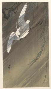 Garceta en tormenta de Ohara Koson