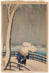 Umbrellas in Snow de Ohara Shoson