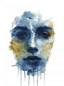 Mirada azul acuarela de Ohkimiko