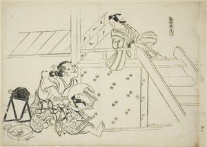 Una mujer Nomori (Onna Nomori), nº 11 de una serie de 12 grabados que representan parodias de obras de teatro