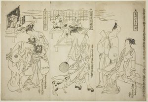 Refrescándose en Ryogoku: Un Conjunto de Tres (Ryogoku suzumi sanpukutsui) de Okumura Masanobu