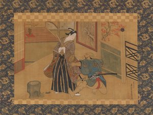 Obra de Kabuki Kusazuribiki de los Cuentos de Soga Soga monogatari, siglo XVIII de Okumura Masanobu