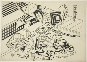 Leyenda de Taishi, Escena 2 (Taishiden nidanme), de la serie "Escenas famosas de obras de teatro de marionetas japonesas (Yamato irotake)" de Okumura Masanobu