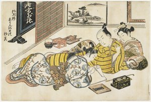 Reunión de Año Nuevo en un burdel, 1741-1744 de Okumura Masanobu