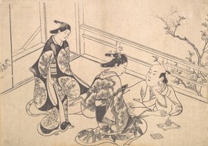 El Actor Ichimura Takenojo Reclinado en un Balcón, ca. 1715 de Okumura Masanobu