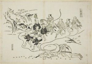 El mensajero Kantan soñando con ser un Daimyo (Hikyaku Kantan: yume no daimyo), no. 8 de una serie de 12 impresiones que representan parodias de obras de teatro
