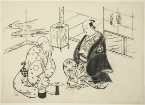 El capítulo Hahakigi de "La historia de Genji" (Genji Hahakigi), de una serie de parodias de Genji de Okumura Masanobu