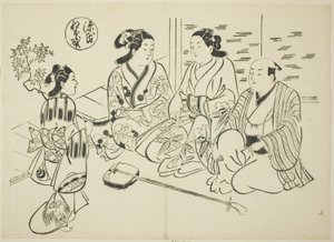 El capítulo Momiji-no-ga de "La historia de Genji" (Genji Momiji-no-ga), de una serie de parodias de Genji de Okumura Masanobu