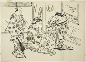 El capítulo Utsusemi de "El cuento de Genji" (Genji Utsusemi), de una serie de parodias de Genji de Okumura Masanobu