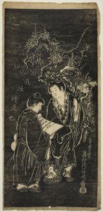 Dos chicos como los monjes excéntricos Kanzan (chino: Hanshan) y Jittoku (chino: Shide) de Okumura Masanobu