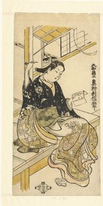 Mujer con espejo de mano de Okumura Toshinobu