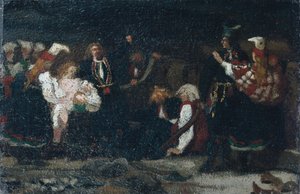 Pelea en un Corral (óleo sobre lienzo) de Olaf Isaachsen