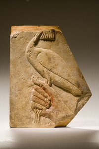 Fragmento de relieve de un pájaro Akh (caliza) de Old Kingdom Egyptian