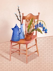 Silla «Naturaleza muerta azul» de Olga Skomorokhova