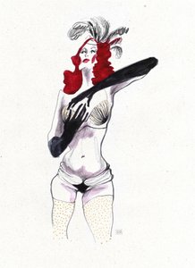 Una glamurosa corista con plumas de Olga Skomorokhova