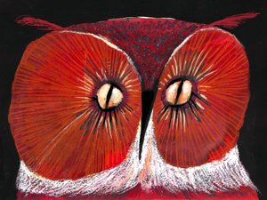 Búho rojo intenso de Olga Skomorokhova