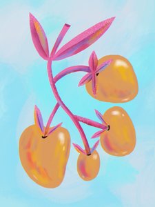 Frutas botánicas de colores vivos de Olga Skomorokhova