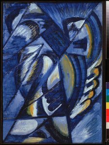 Composición, Azul sobre chapa - Composición. Azul sobre la chapa - Obra de Olga Vladimirovna Rozanova (1886-1918), óleo sobre metal de Olga Wladimirowna  Rosanowa